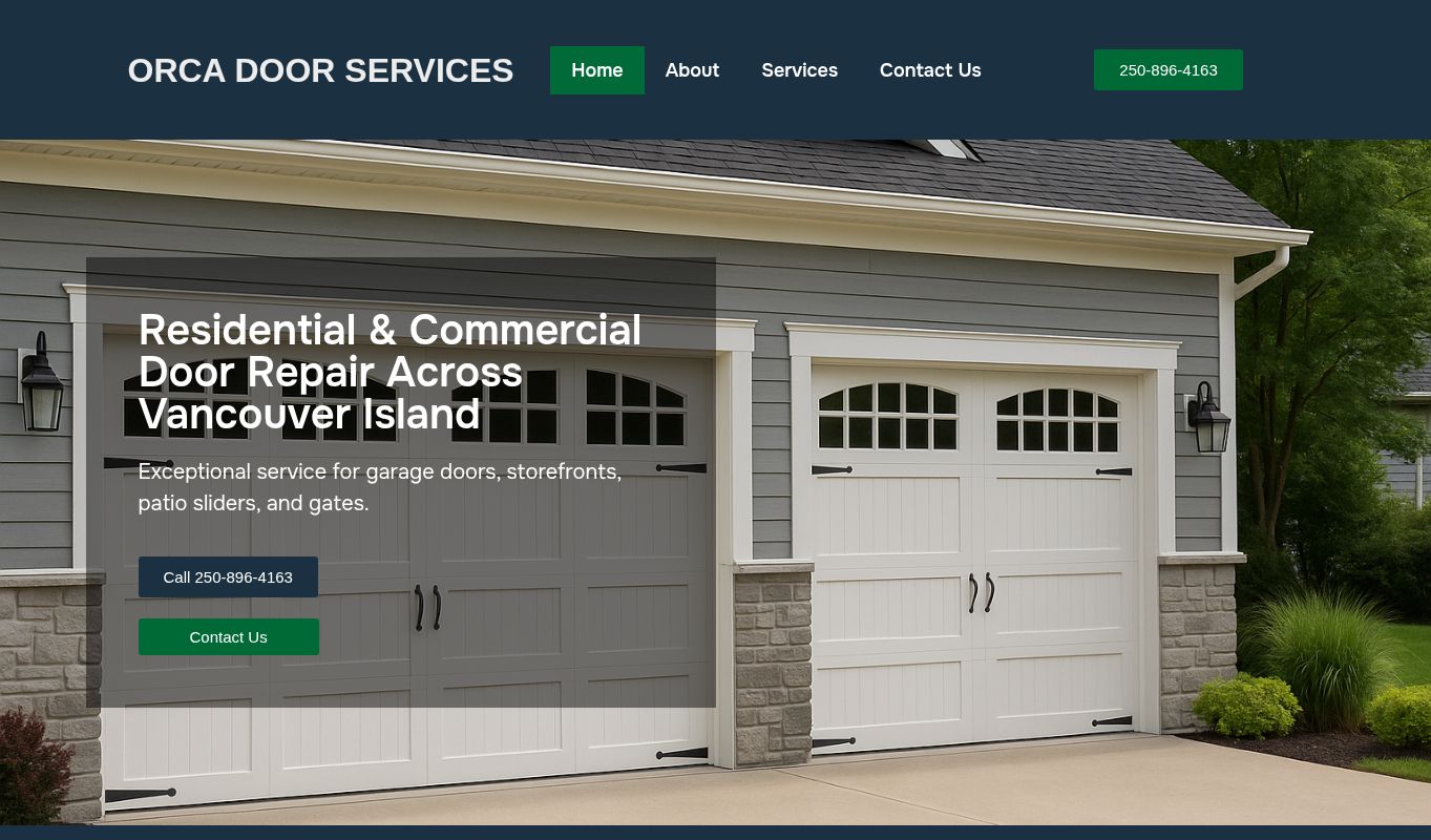 Orca Door Services website designed by DM Digital